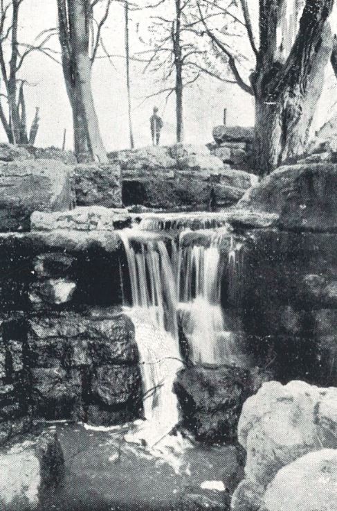 The waterfall at the western end of the West Lake<br><small><i>Cheltenham Chronicle and Gloucestershire Graphic</i> 4 June 1901</small>