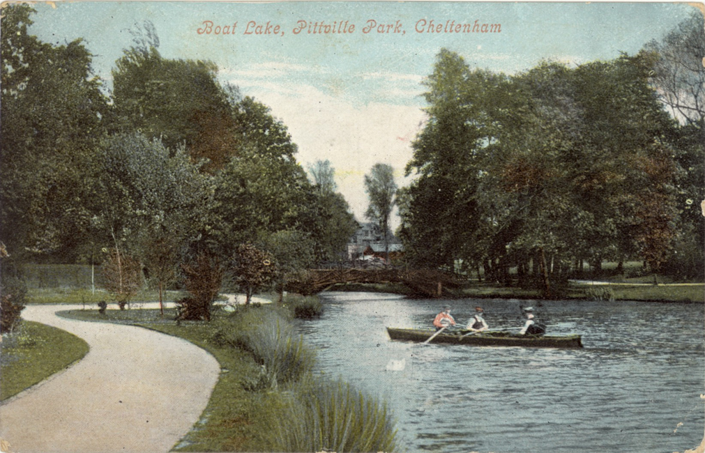 Three men in a boat (1900s). Note the tidy pathway