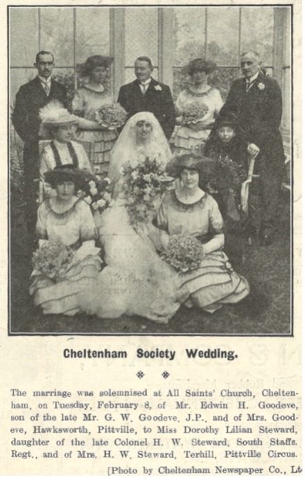 One of the <i>Chronicle</i>'s first 1920s wedding snaps<br><small><i>Cheltenham Chronicle and Gloucestershire Graphic</i> 12 February 1921</small>