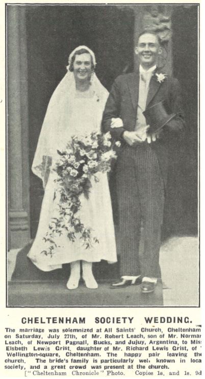 Top hat, tails, and spats for Elsbeth Grist's bridegroom in 1929<br><small><i>Cheltenham Chronicle and Gloucestershire Graphic</i> 3 August 1929</small>