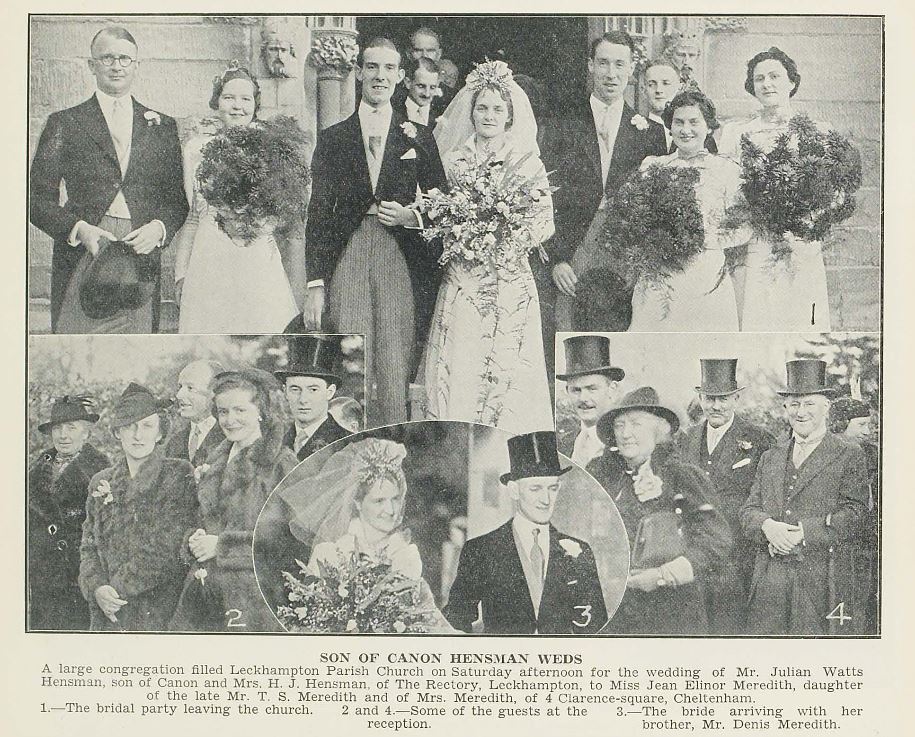 A smart wedding from 1938.<br><small><i>Cheltenham Chronicle and Gloucestershire Graphic</i> 10 December 1938</small>