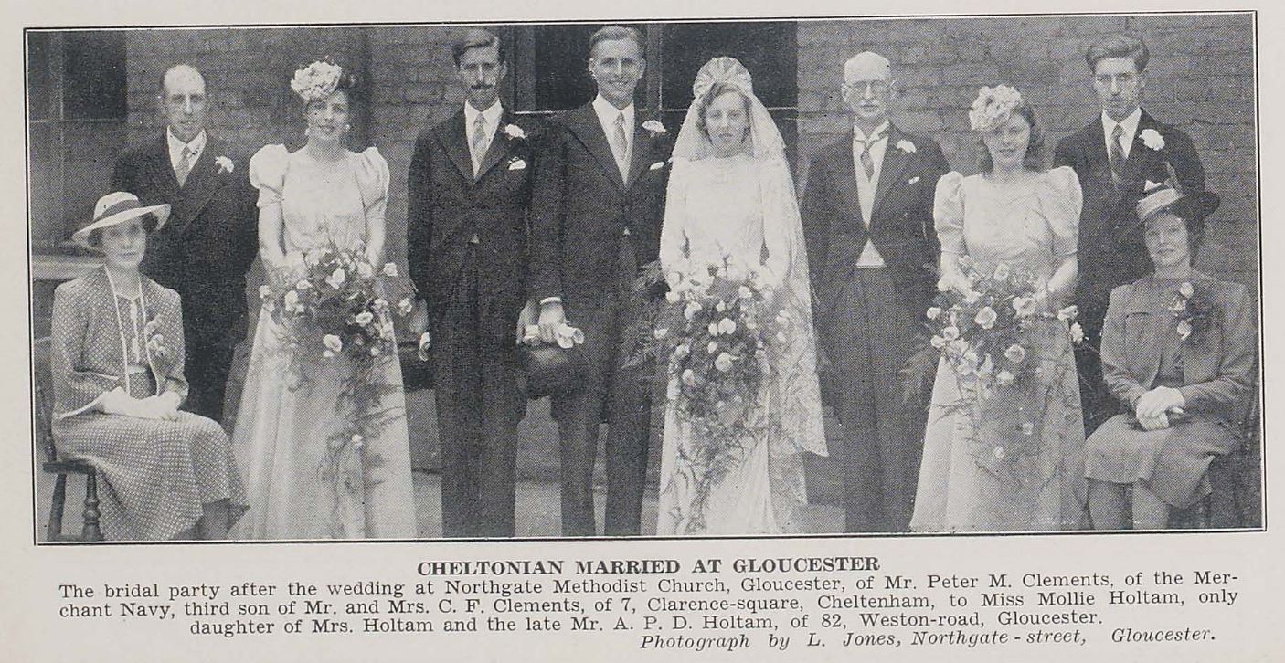 A more elaborate wartime wedding.<br><small><i>Cheltenham Chronicle and Gloucestershire Graphic</i> 19 July 1941</small>