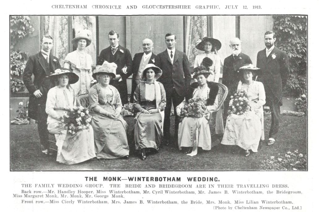 A grand wedding of one of Pittville’s grandest families, the Winterbothams<br><small><i>Cheltenham Chronicle and Gloucestershire Graphic</i> 12 July 1913</small>