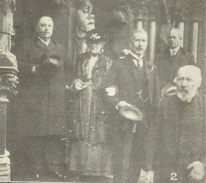Richard and Adelaide leaving the church after Nancy's wedding<br><small><i>Supplement</i> to the <i>Cheltenham Chronicle</i> 2 November 1918</small>