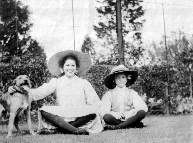 The sisters with their dog
