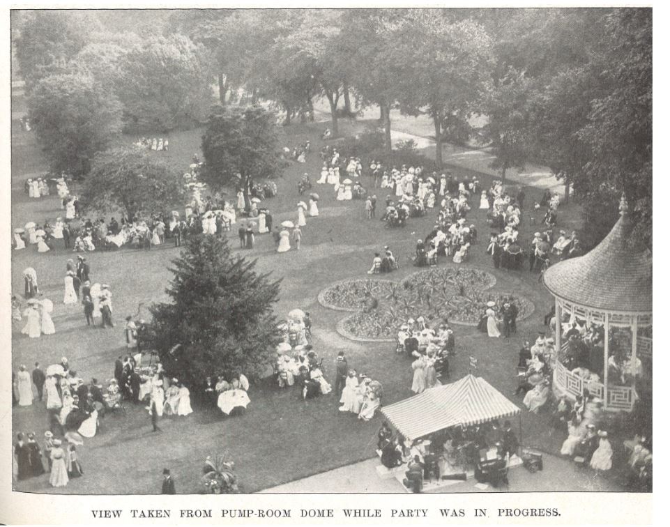 The 1907 aerial shot of the Mayor's Garden Party<br><small><i>Cheltenham Chronicle and Gloucestershire Graphic</i> 27 July 1907</small>