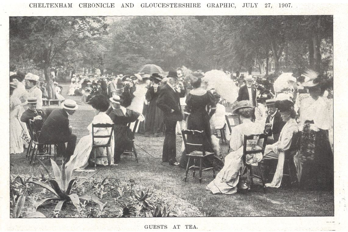 The Mayor's Garden Party in 1907 - an outstanding shot of the guests<br><small><i>Cheltenham Chronicle and Gloucestershire Graphic</i> 27 July 1907</small>