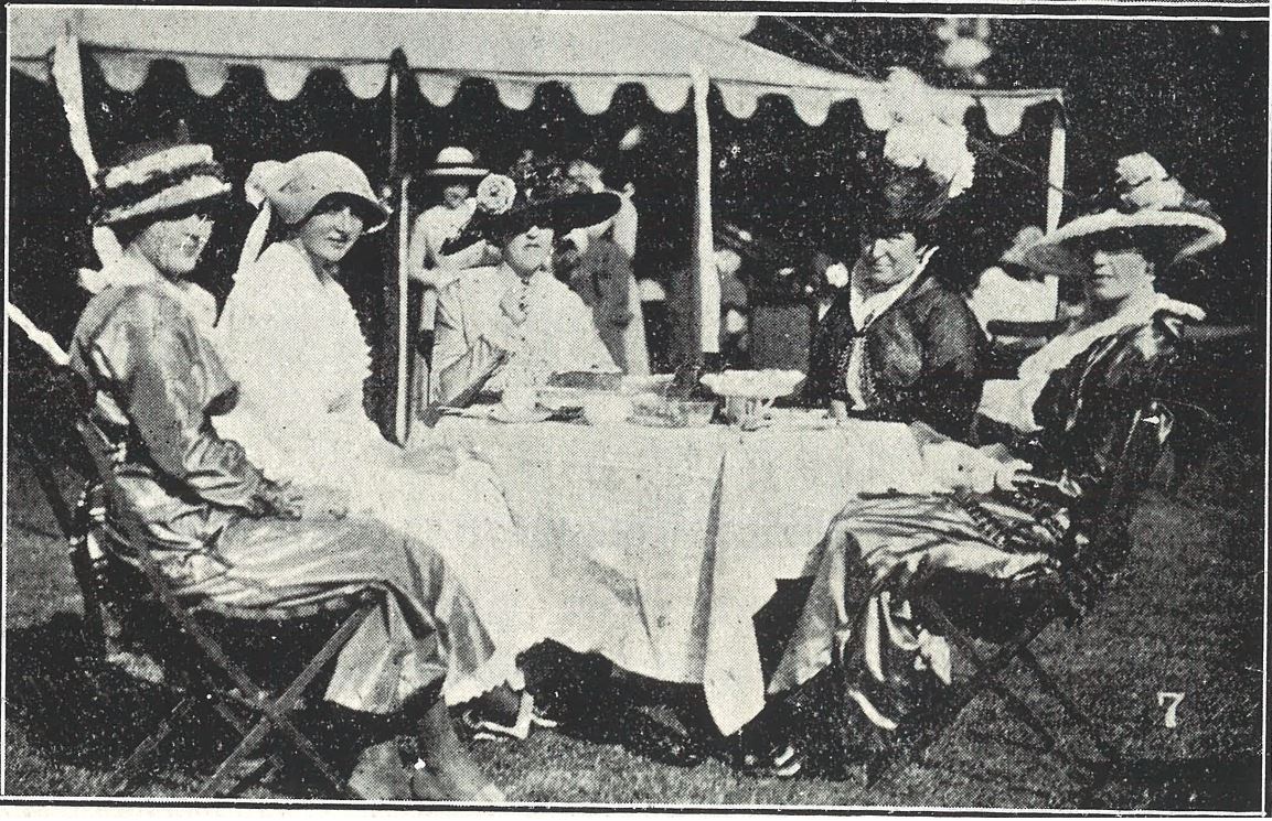 Tea, smiles, sunshine, and a table<br><small><i>Cheltenham Chronicle and Gloucestershire Graphic</i> 11 July 1914</small>