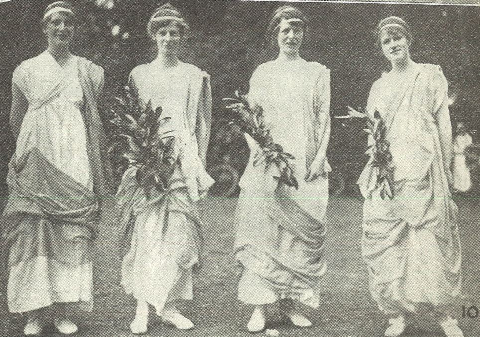 'Four ladies appearing in the floral play'<br><small><i>Cheltenham Chronicle and Gloucestershire Graphic</i> 6 July 1918</small>