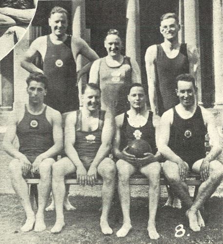 'The Rest Team. Standing: Turk, Reynish, Sutton.<br>Seated: Voyce, Freegard, Peter, Tiver.'<br><small><i>Cheltenham Chronicle and Gloucestershire Graphic</i> 9 May 1931</small>