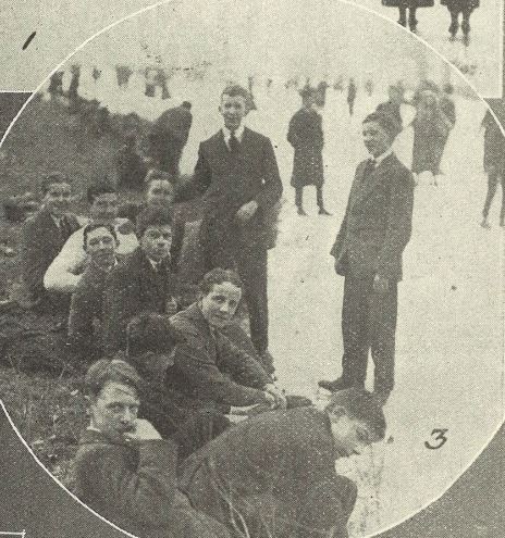 'Cheltenham College boys putting their skates on'<br><small><i>Supplement</i> to the <i>Cheltenham Chronicle</i> 22 February 1919</small>
